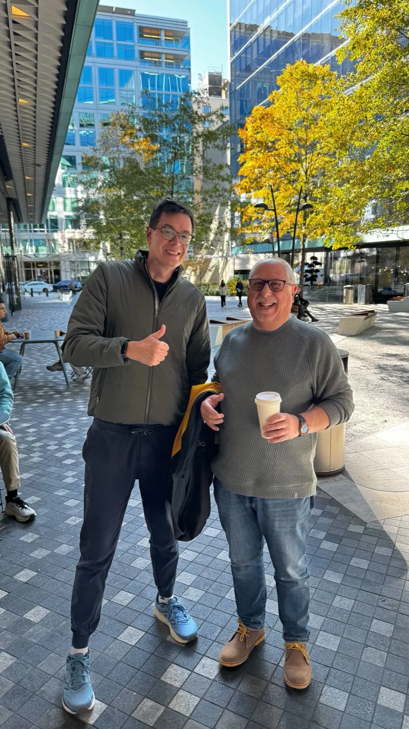 Co-founder Ray Shefska with a teammate downtown
